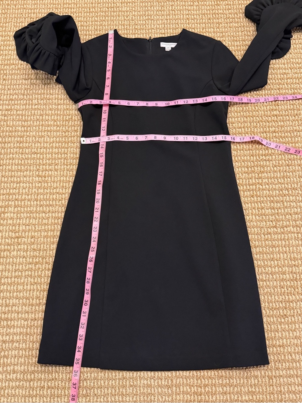 Katherine Barclay Montreal Black Ruffle Sleeve Dress Small - Picture 5 of 8